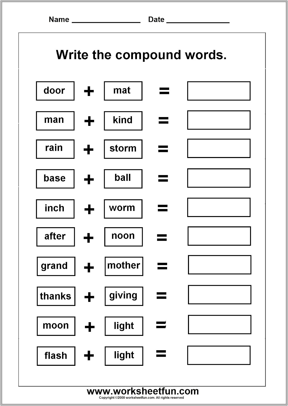 Compound Words Worksheets Preschool