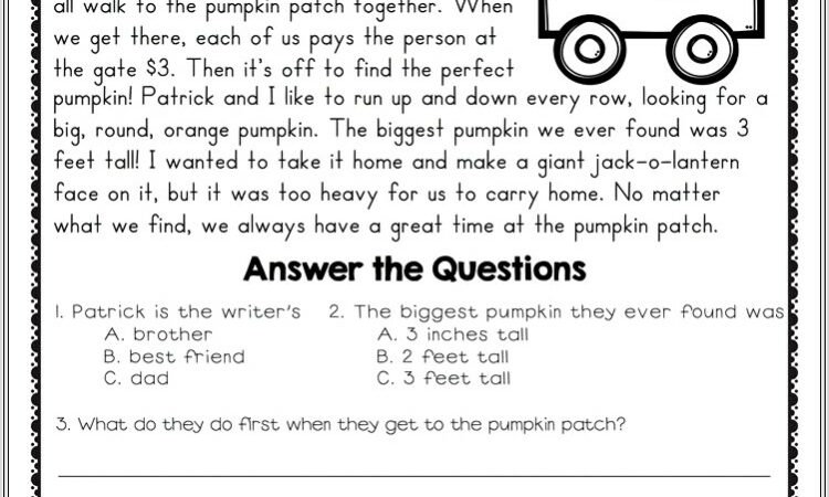 Comprehension Passages And Questions For 2nd Grade