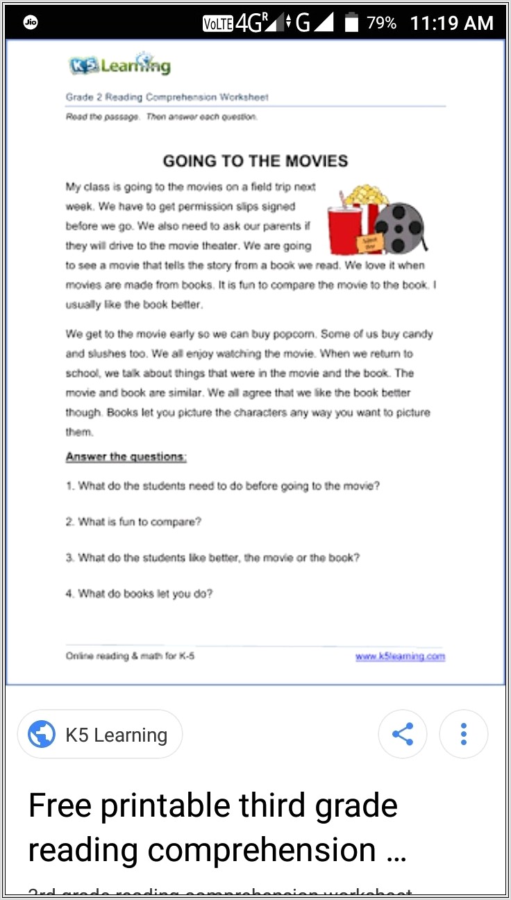 Comprehension Passages Of Class 3