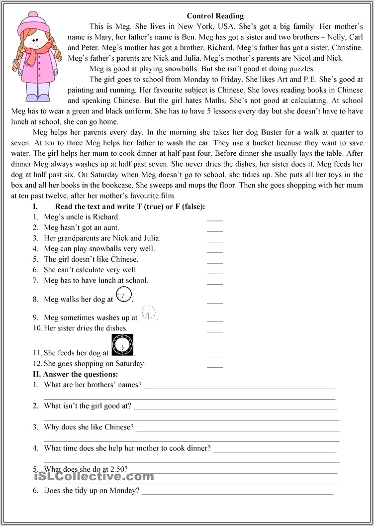 Comprehension Printable Worksheets For Grade 5