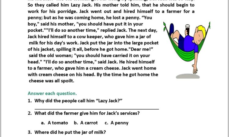 Comprehension Unseen Passages For Grade 2