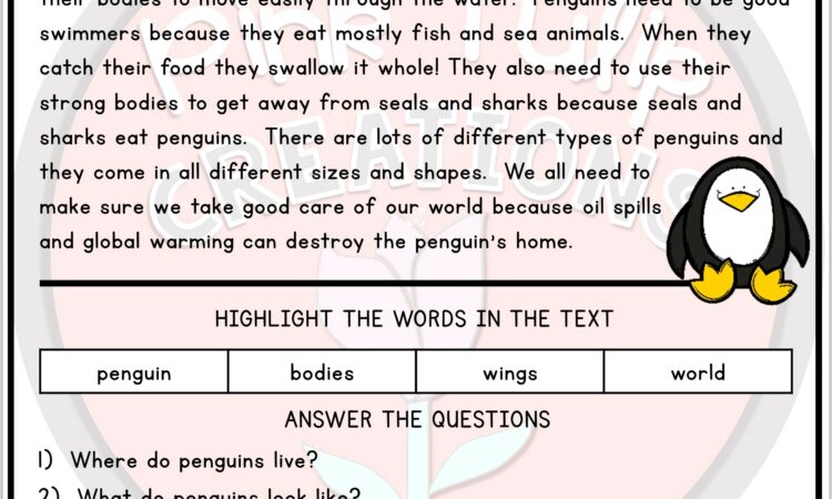 Comprehension Worksheet With Answers