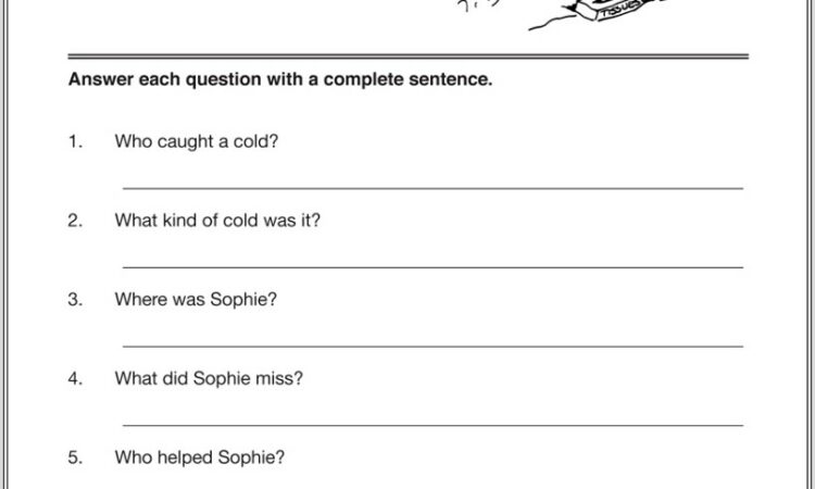 Comprehension Worksheet Year 2