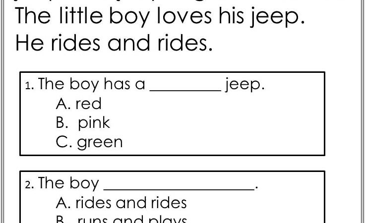 Comprehension Worksheets For Grade 1