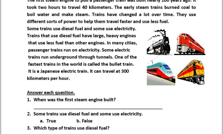 Comprehension Worksheets For Grade 3