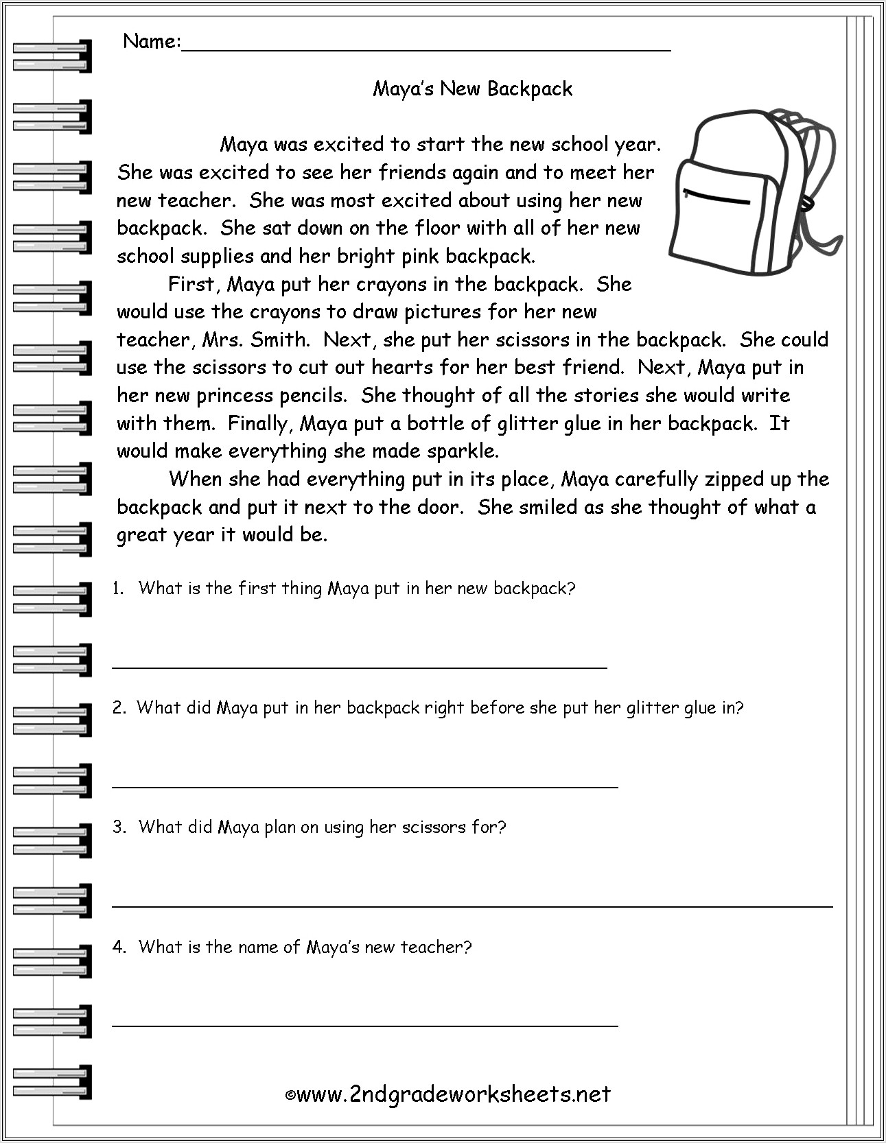 Comprehension Worksheets With Multiple Choice