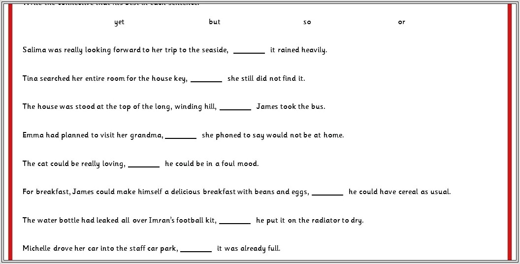 Conjunctions Worksheets For Grade 5 With Answers