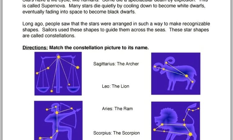 Constellation Worksheet Grade 3