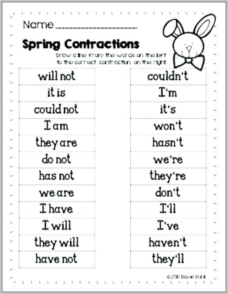 Contractions Worksheet Second Grade