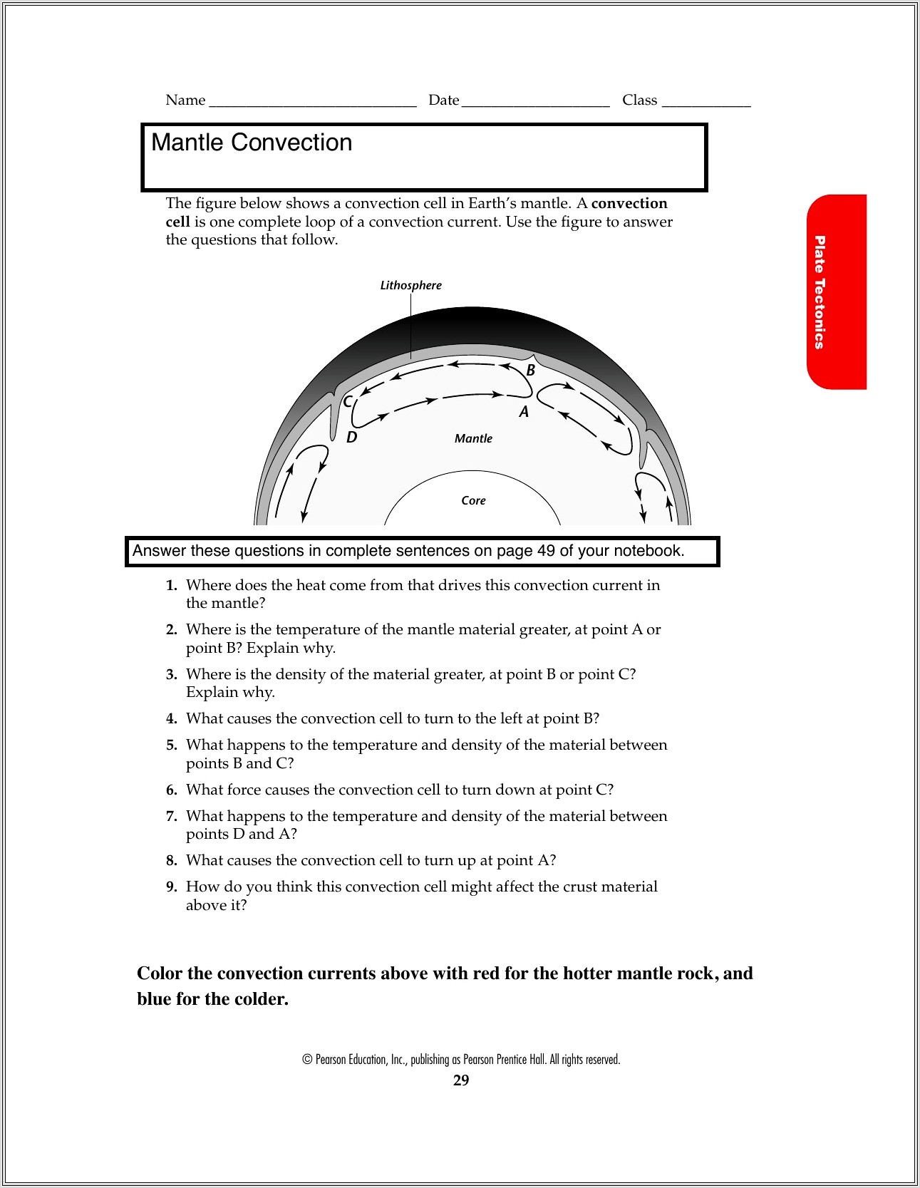Convection Currents And Plate Tectonics Worksheet
