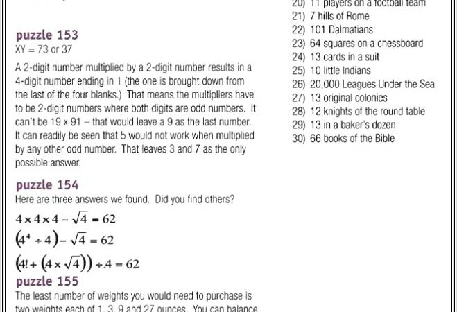 Cryptic Quiz Math Worksheet Answers D 75