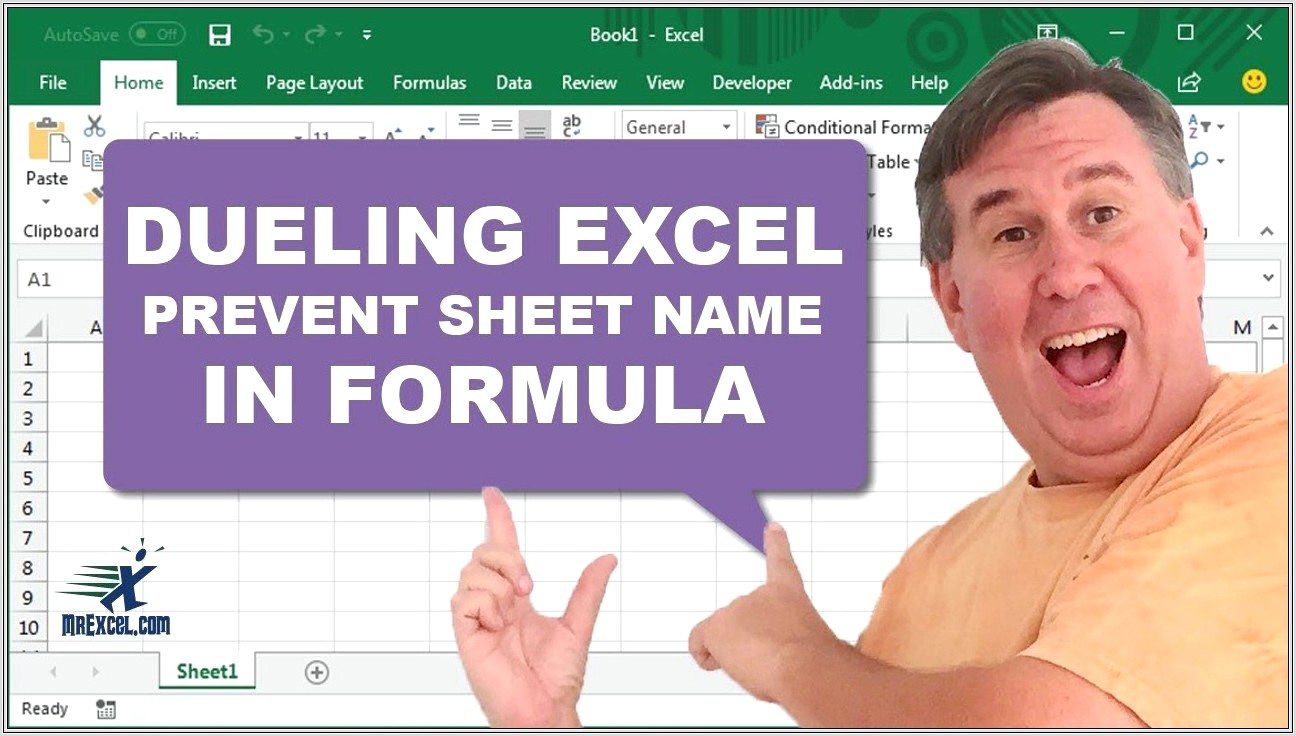 Current Sheet Name Excel Formula