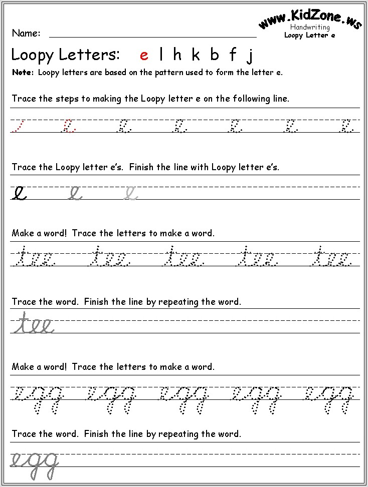 Cursive Handwriting Joins Worksheets