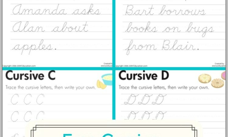 Cursive Handwriting Practice Worksheets A Z