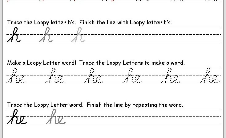 Cursive Letter H Worksheet