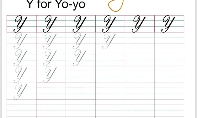 Cursive Letter Y Worksheet