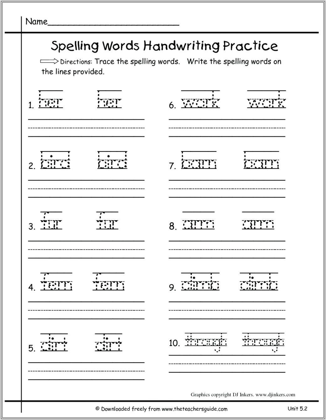 Cursive Practice Worksheet Put In Words