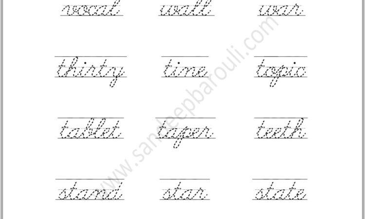 Cursive Writing Worksheet For Grade 3