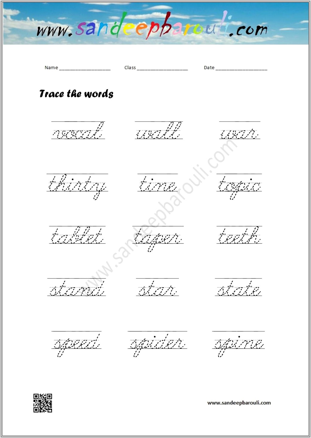 Cursive Writing Worksheet For Grade 3