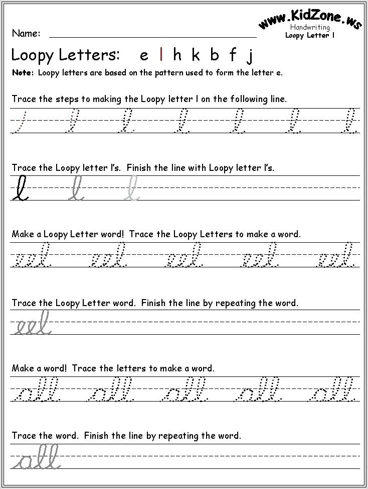 Cursive Writing Worksheets Letter M