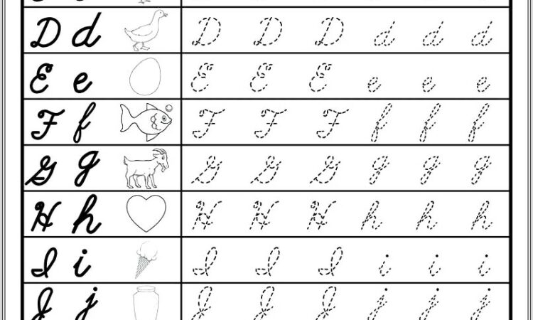 Cursive Writing Worksheets Whole Alphabet