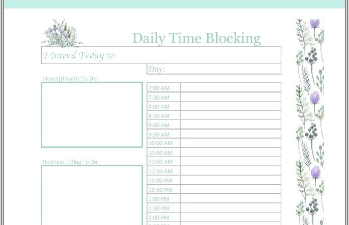 Daily Time Management Worksheet