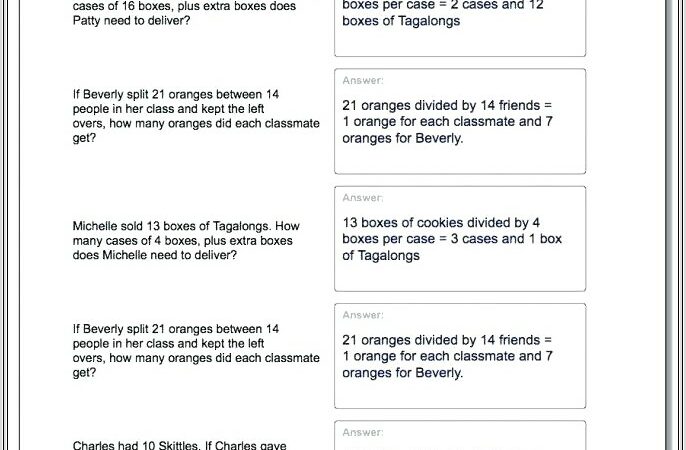 Decimal Division Word Problems Worksheet Pdf