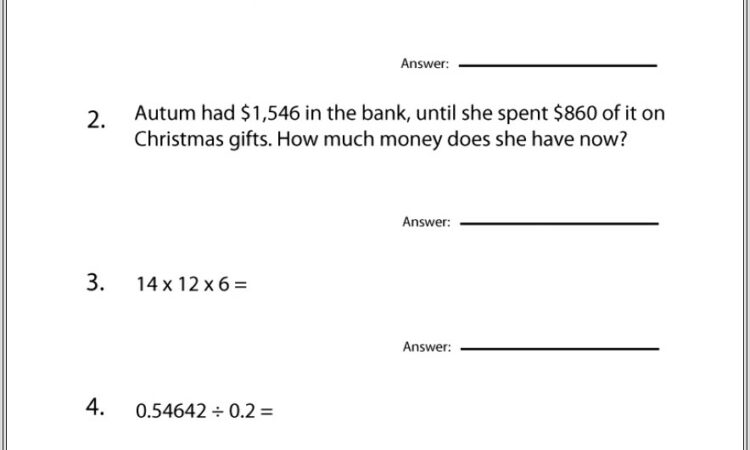 Decimal Word Problems 6th Grade Worksheet Pdf