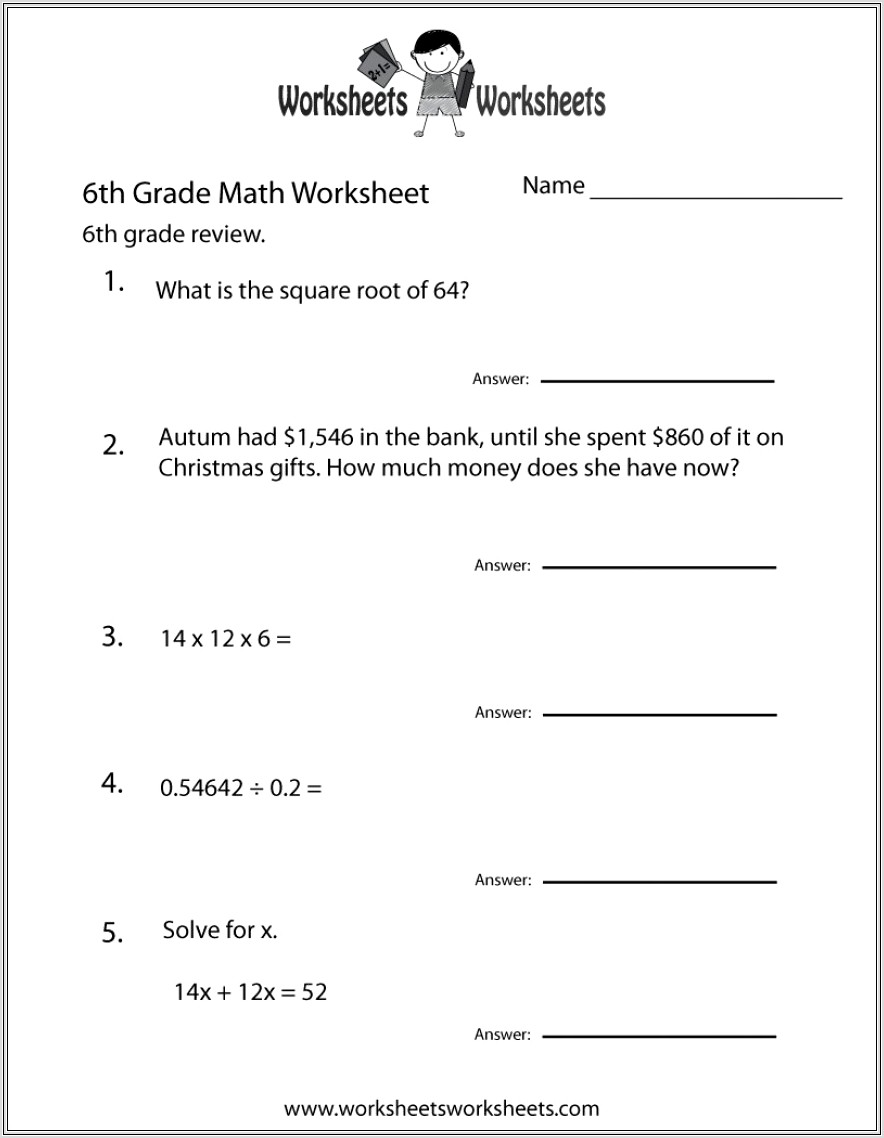 Decimal Word Problems 6th Grade Worksheet Pdf