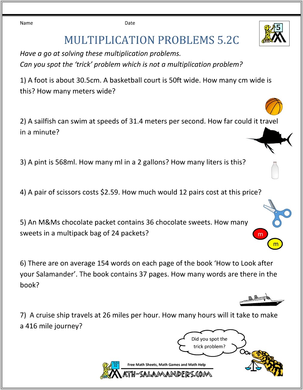 Decimal Word Problems Worksheet For Grade 5