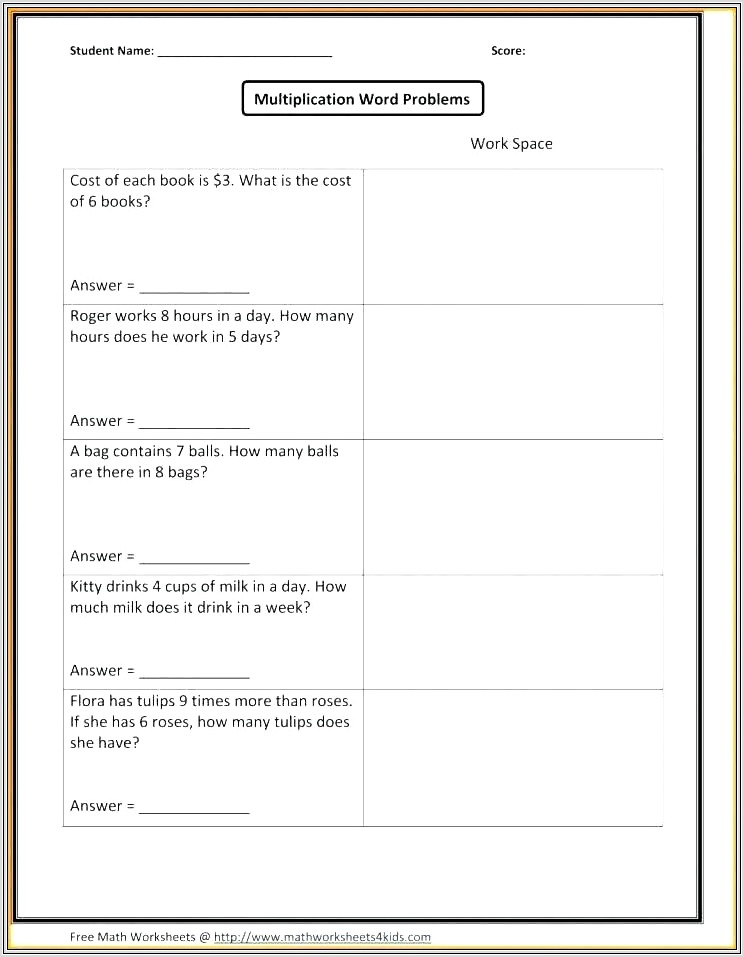 Decimal Word Problems Worksheet With Answers