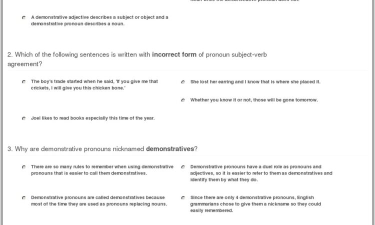 Demonstrative Pronouns Quiz For Grade 2