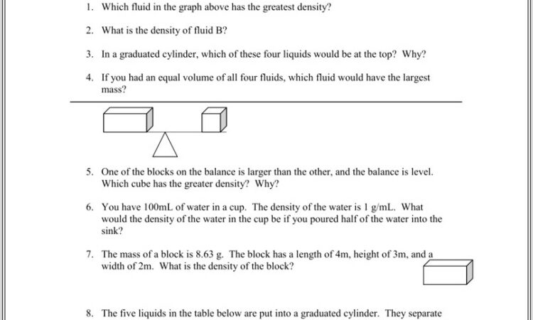 Density Buoyancy And Viscosity Worksheet