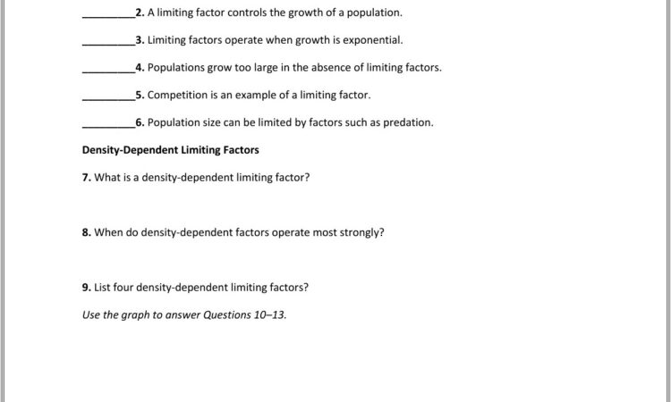 Density Independent Factors Worksheet