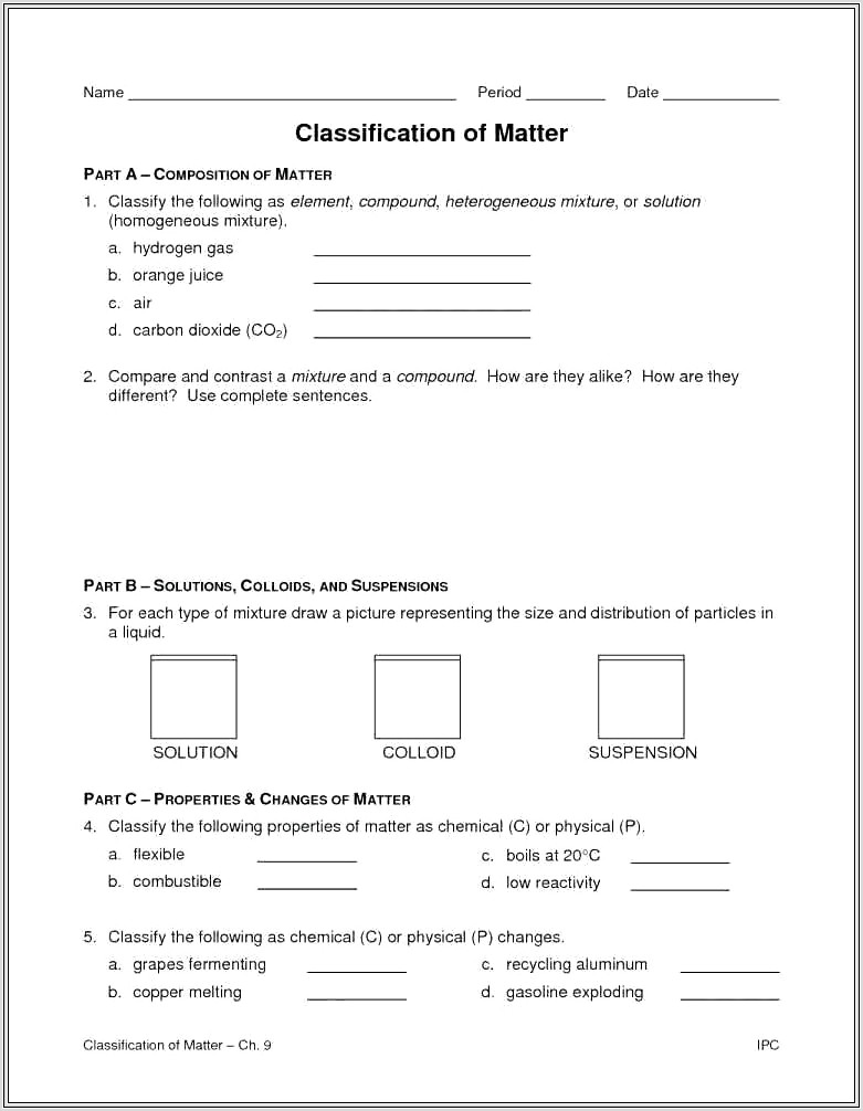 Density Mass Volume Worksheet Middle School