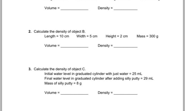 Density Practice Worksheet 81 Answers