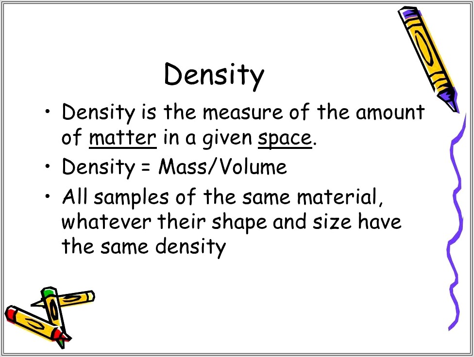 Density Worksheet 8th Grade