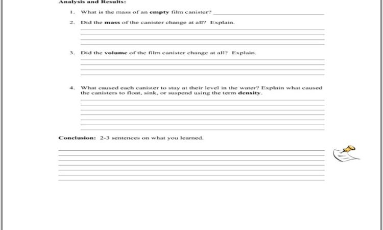 Density Worksheet For 8th Grade