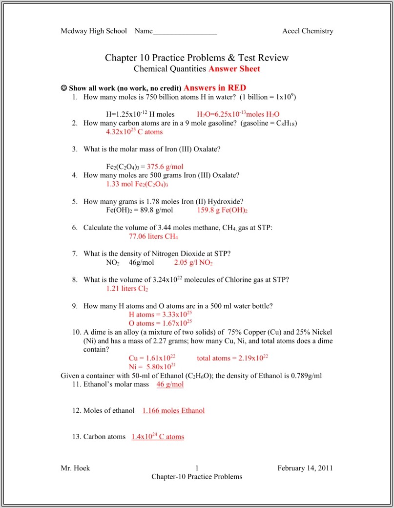 Density Worksheet Page 13