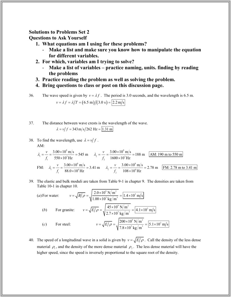 Density Worksheet Problems 11 20