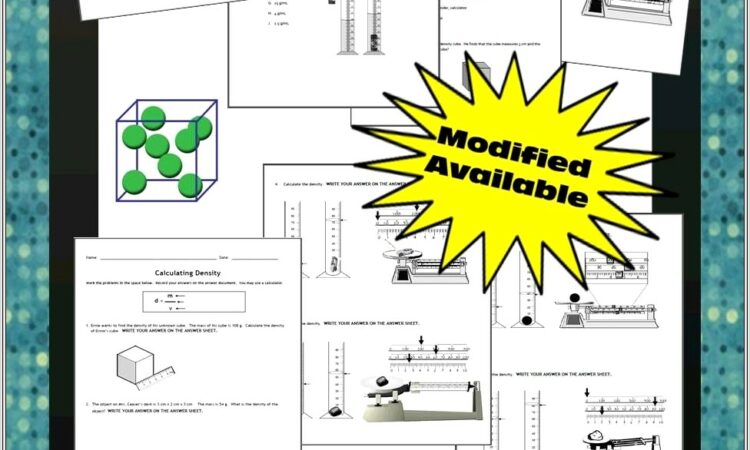 Density Worksheet Year 7