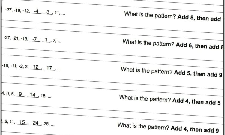 Describing Number Patterns Worksheet