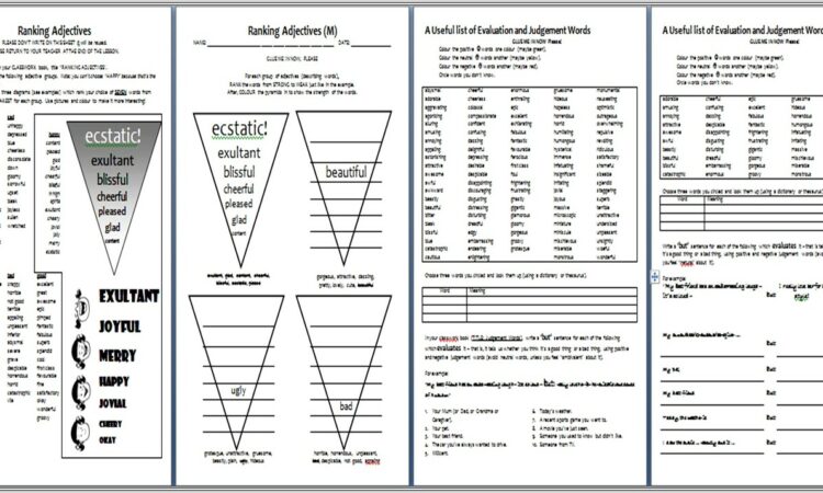 Descriptive Words Worksheet Middle School