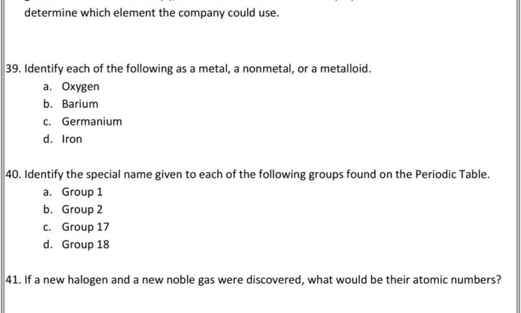 Development Of Periodic Table Worksheet