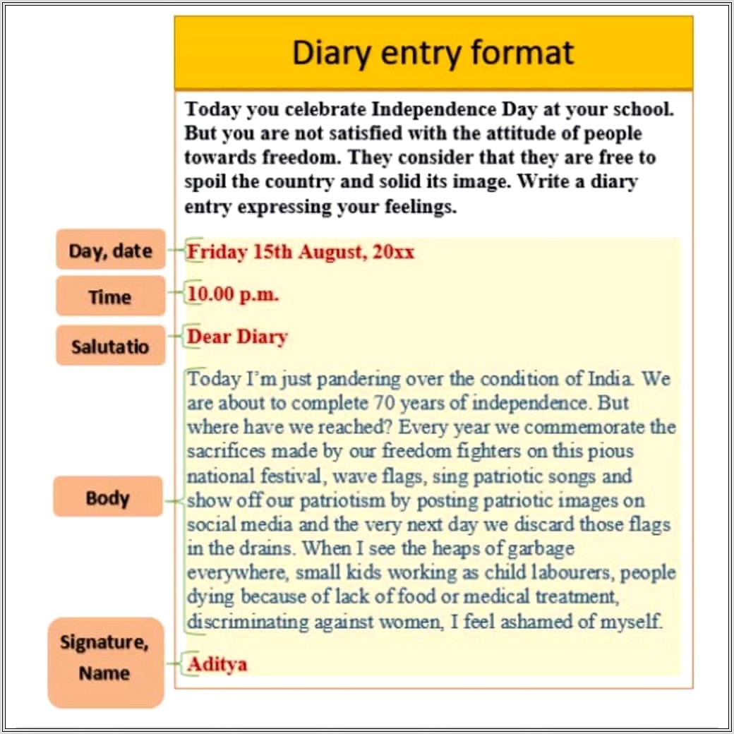 Diary Writing Worksheet Pdf