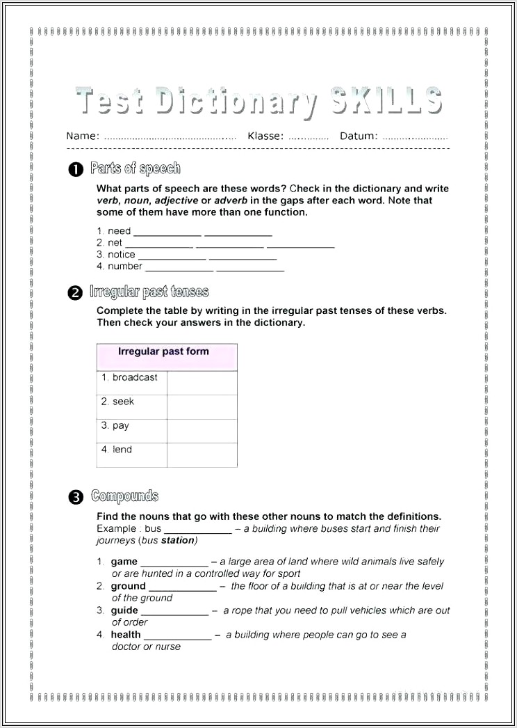 Dictionary Guide Words Worksheet For Second Grade