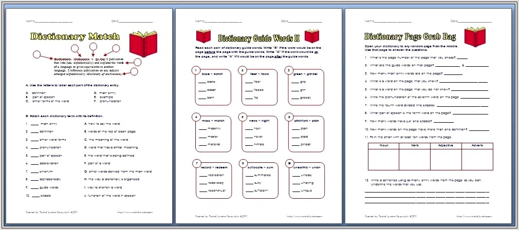Dictionary Guide Words Worksheet Middle School