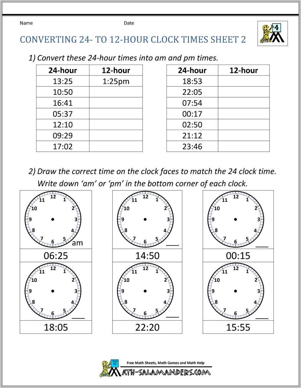 Difference Between 2 Times Worksheet Ks2