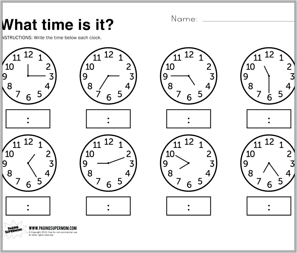 Digital Time Worksheets For Grade 5