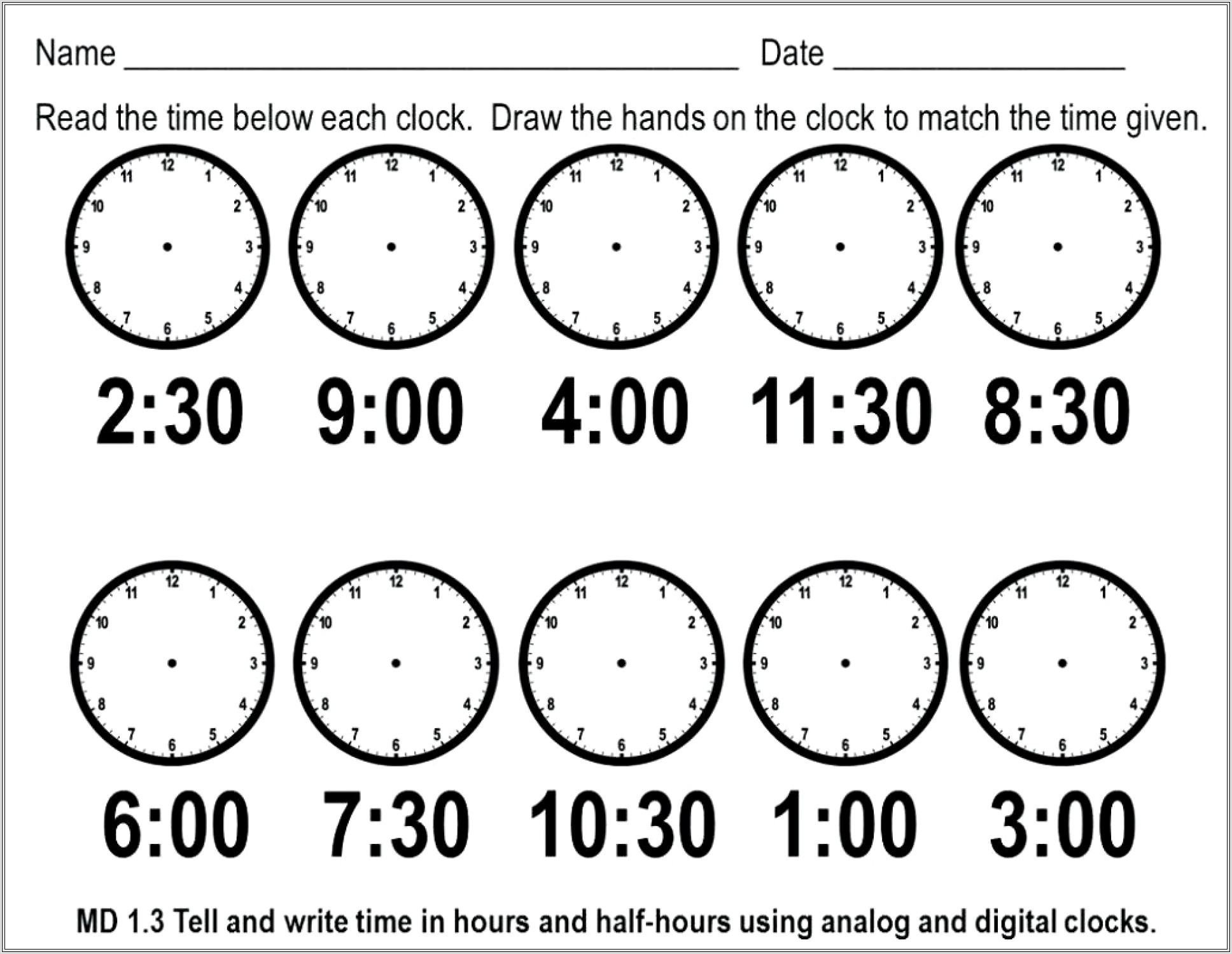 Digital Time Worksheets Ks1